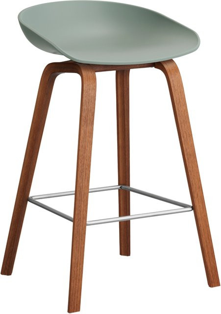 HAY About A Stool AAS 32 Hocker in Grün mit Eichenholz oder Walnussholz und Polypropylen - Bild 1