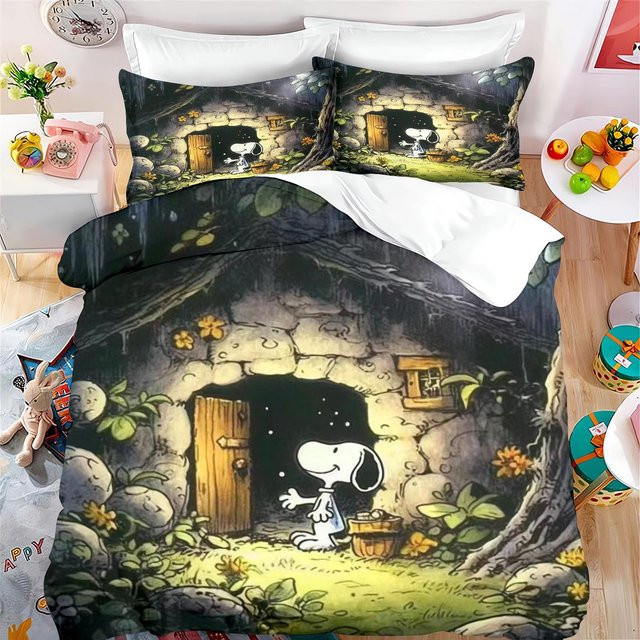 Lodestar Snoopy Cartoon Bettwäsche-Set 3-teilig aus Mikrofaser, Mehrfarbig, B/H: 140 x 210 cm - Bild 1