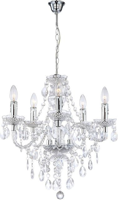 Pocoline Kronleuchter Agatha in Transparent mit Chrom-Details, B/H/T: 51 x 149 x 51 cm, 5 E14 Fassungen - Bild 1