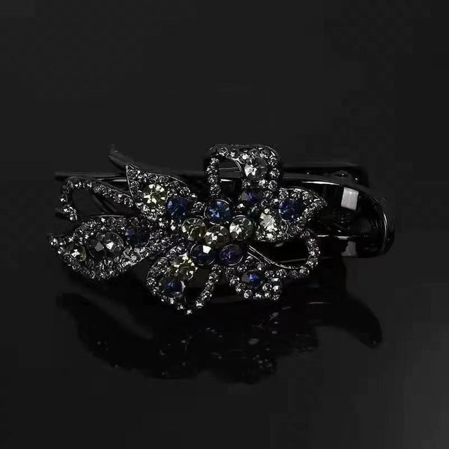 TQM Haarnadel, Blume, Kristall, Strass, schwarz, Damen - Bild 1