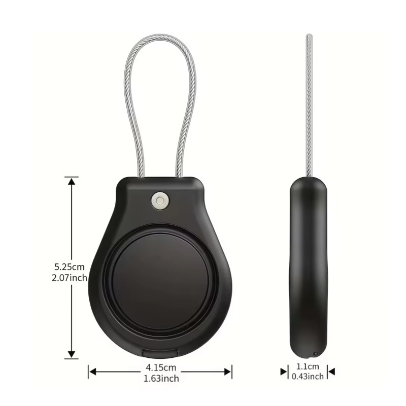 GITFOS Wasserdichte AirTag-Hülle mit Stahldrahtseil als Schlüsselanhängerhalter für Apple AirTags in Schwarz oder Blau - Bild 3