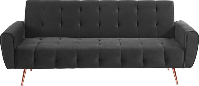 Schlafsofa Polani Vente-unique in Anthrazitgrau mit Samtbezug und Armlehnen, Breite: 209 cm - Bild 1