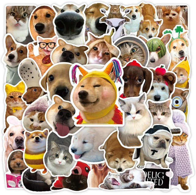 Rspctou Katzen- und Hunde-Meme-Aufkleber, Sticker, 10 Stück, multicolour - Bild 1