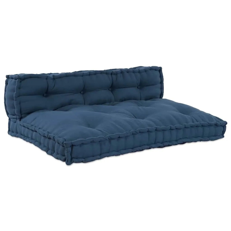 vidaXL Palettensofa Kissen Set aus Stoff in Indigo Blau, 2 Stück, B/T/H: 120 x 80 x 38 cm - Bild 2
