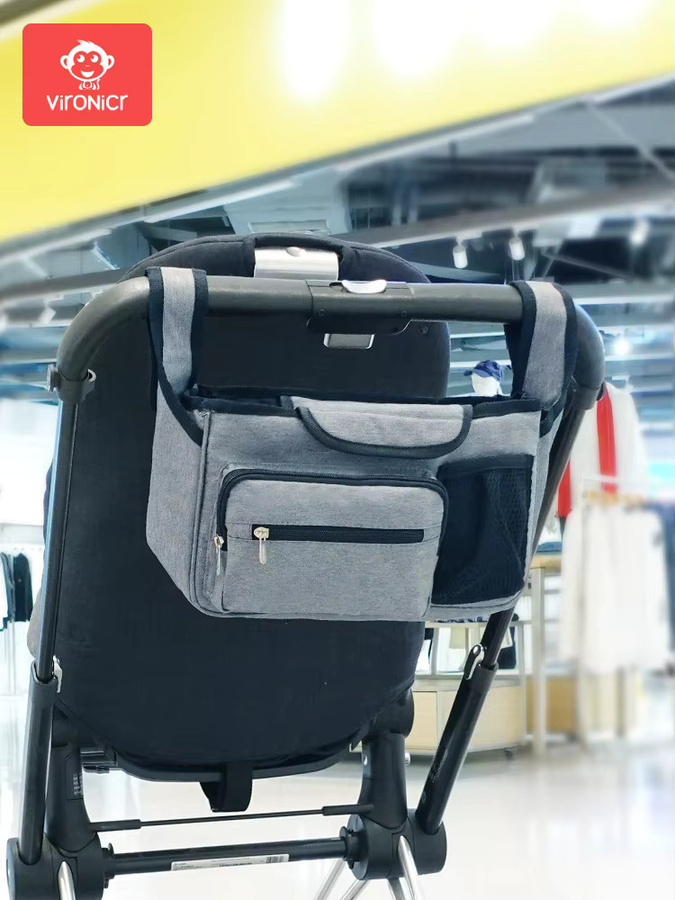 VIRONICR Baby Kinderwagen Organizer in Schwarz als multifunktionale Tasche für Windeln und Zubehör - Bild 2