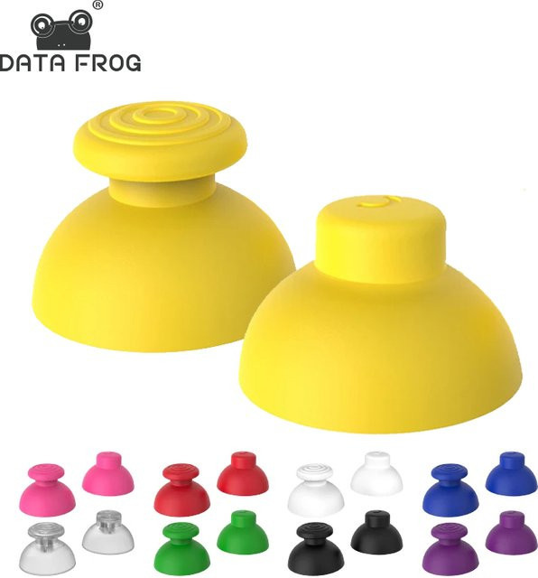 DATA FROG 2 Stück Ersatz-Analog-Joystick-Silikonkappen für GameCube Controller in Transparent und Gelb - Bild 1