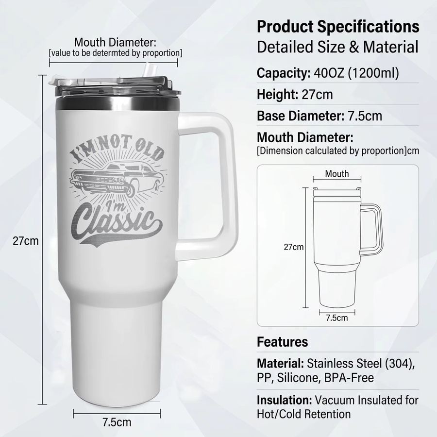 INGIFTA Thermobecher aus Edelstahl in Schwarz, vakuumisolierter Tumbler mit Strohhalm, 1200 ml auslaufsichere Wasserflasche für Kaffee und Fitness - Bild 5