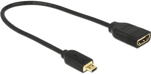 Delock HDMI-Adapterkabel Micro-HDMI auf HDMI in Schwarz, 4K UHD, Länge: 0,23 m - Bild 1