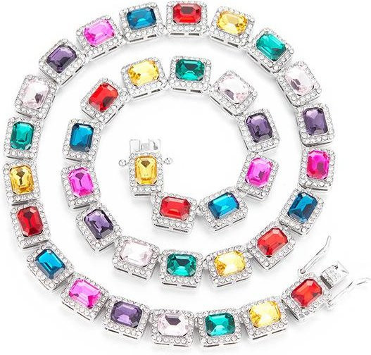 YIRAN Jewelry Halskette, Zinklegierung, Weiß, Zirkonia, Kristall, Unisex, 45 cm - Bild 1
