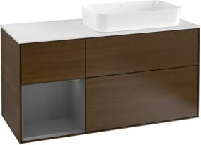 V&B Waschtischunterschrank Finion in Anthrazit mit linksseitigem Regaleinsatz, Breite: 120 cm, Tiefe: 50,1 cm, Höhe: 50,1 cm - Bild 1