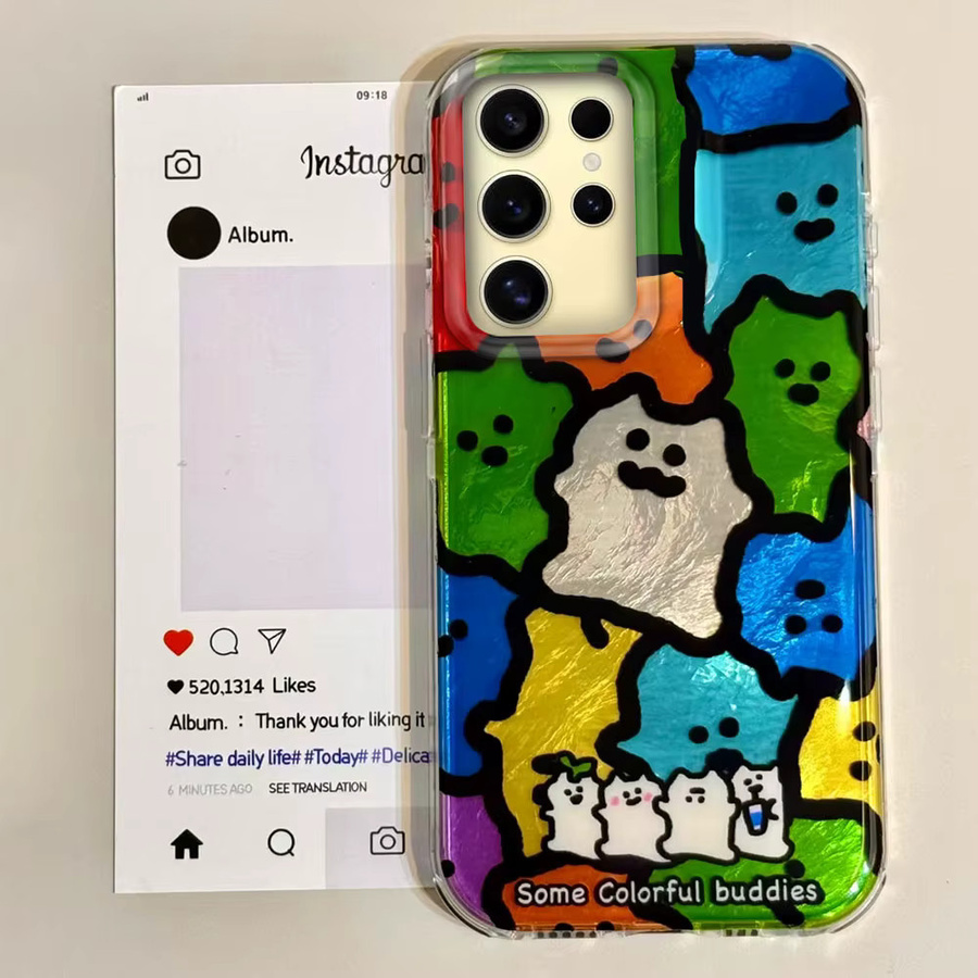 FunYudas Handyhülle mit buntem Katzen-Design und schwarzen Linien für Samsung Galaxy S24 S23 S22 S25 S21 S20 FE Ultra und Edge, mehrfarbig - Bild 4