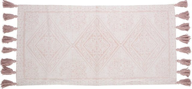 OBI Baumwoll Teppich gemustert in Beige-Pink mit Fransen, Breite: 60 cm, Länge: 120 cm - Bild 1