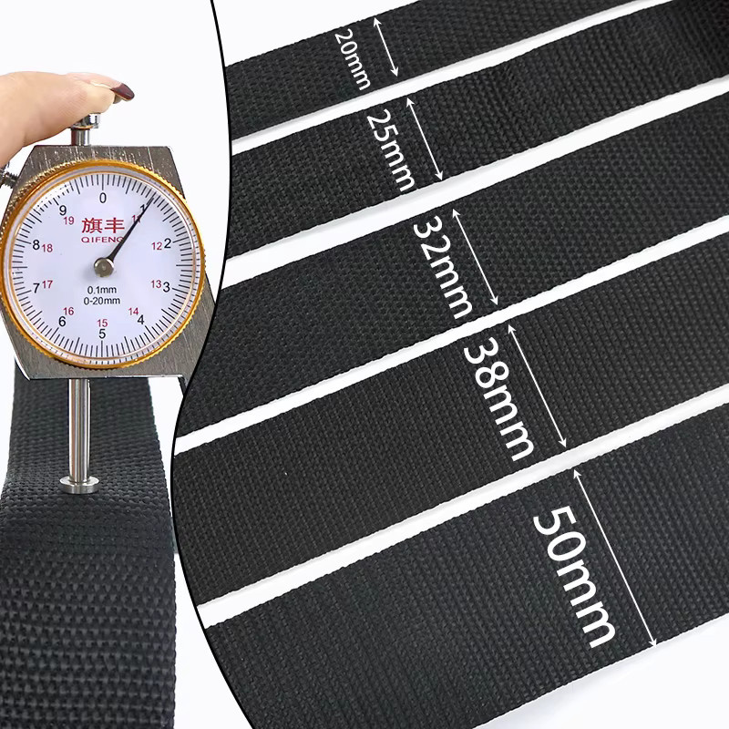 Meetee Nylon-Gurtband in Schwarz als Meterware für Taschen, Schultergurte und Nähzubehör, Breite: 20 mm bis 50 mm - Bild 3