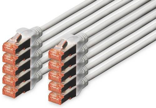 Digitus RJ45 Patchkabel CAT 6 S/FTP Ethernet LAN Kabel Grau, Länge: 0,5 m - Bild 1