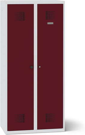 rotstahl Bekleidungsschrank mit 1 Abteil und 5 Fächern in Bordeaux und lichtgrauem Korpus, B/T/H: 80 x 50 x 180 cm