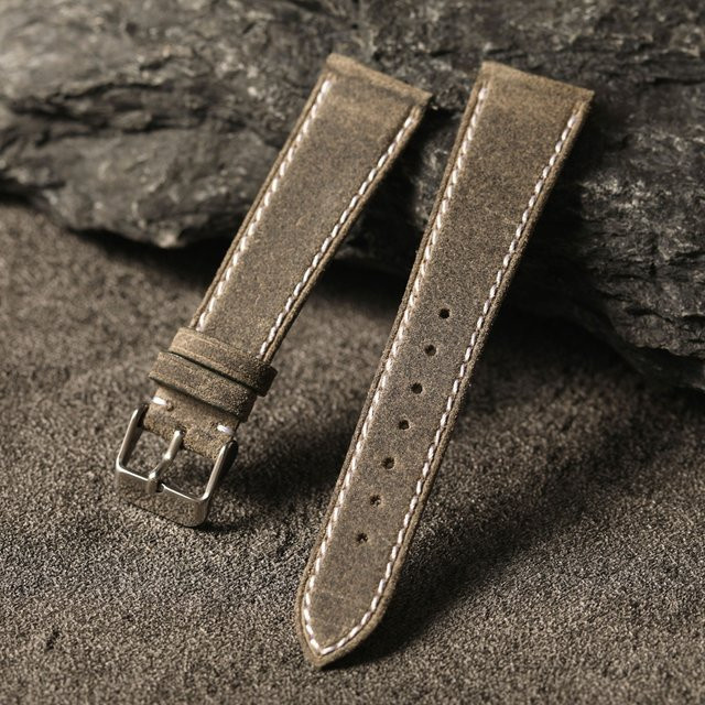 Charles CFS Uhrenarmband Leder, Vintage, grau, mattiert, Unisex - Bild 1