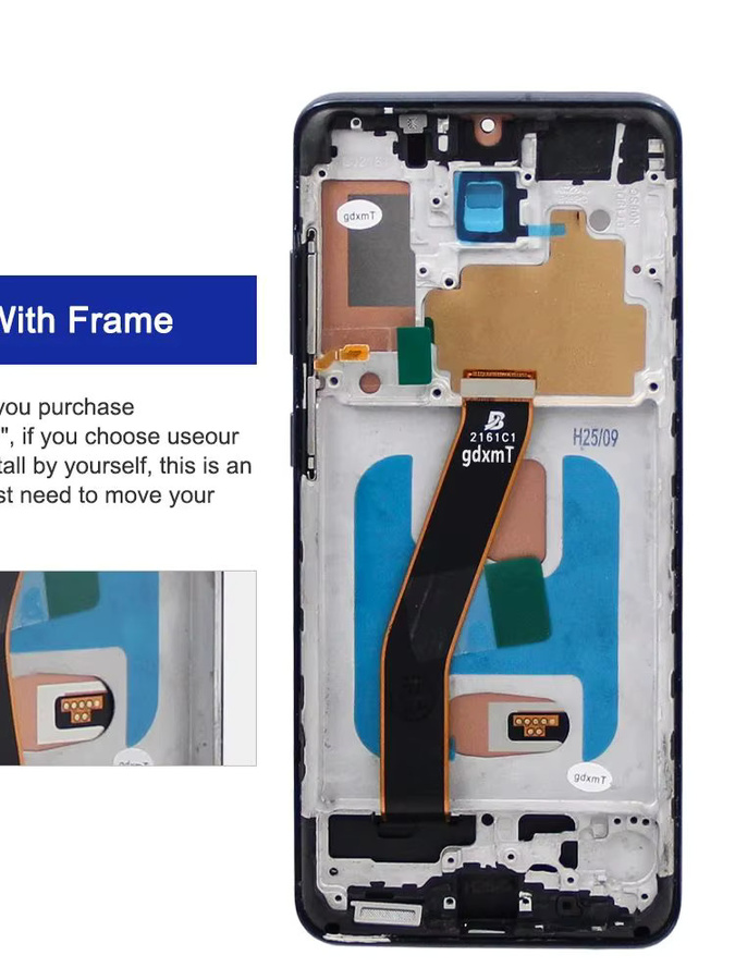 Samsung S20 4G LCD Display Touchscreen Digitizer mit Rahmen Ersatz für G980 G980F G980F/DS in Schwarz oder Grau - Bild 6