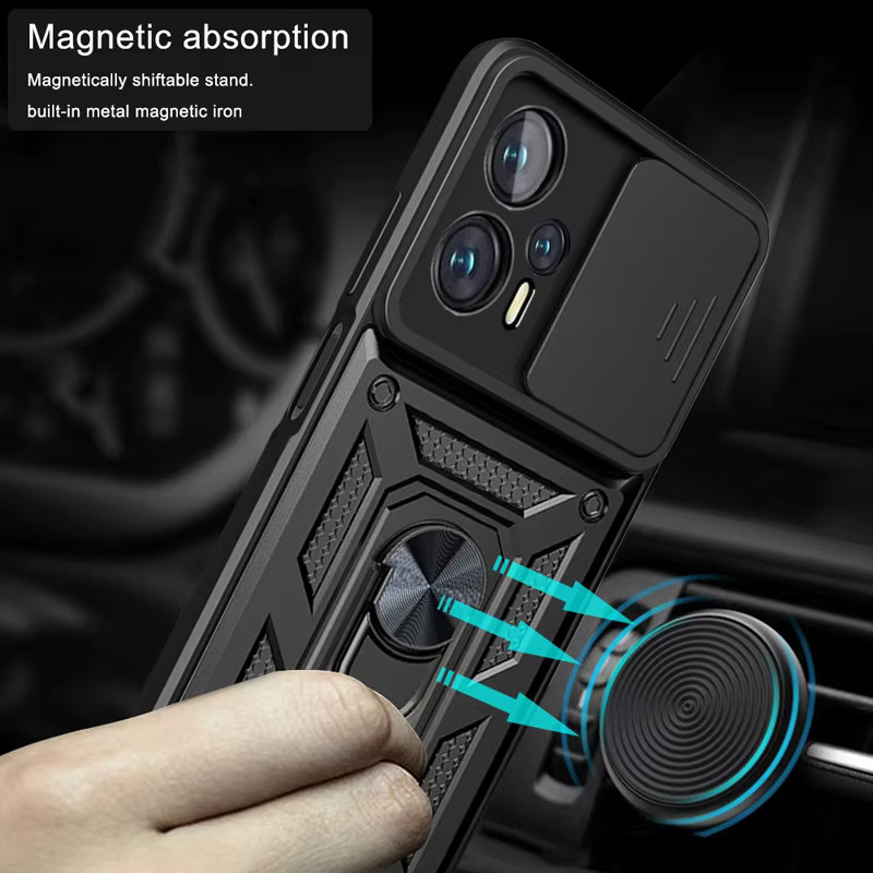 Stoßfeste Rüstung-Schutzhülle mit Ring für Xiaomi Poco F3 F4 GT F5 X7 X6 X5 X4 X3 NFC GT M3 M4 Pro in Pink und Black - Bild 3