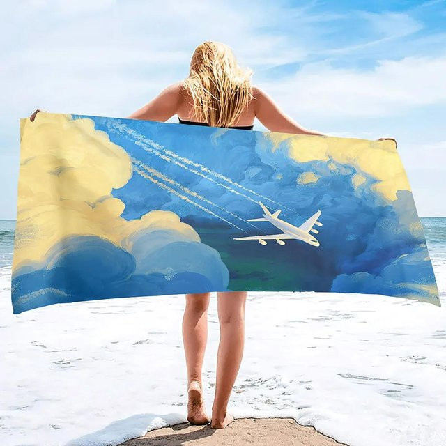 Schnelltrocknendes Mikrofaser Strandtuch von JMG Household Supplies, sandfreies Reisehandtuch in Blau, B/H: 100 x 50 cm - Bild 1