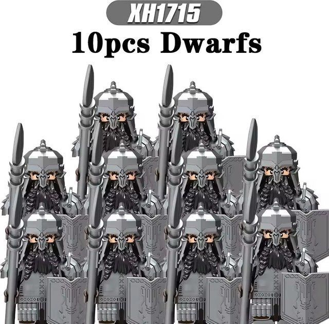 Mitty LOTR Zwergenkrieger Eisfüßler Durins Volk Bausteine Figur in Grau - Bild 1