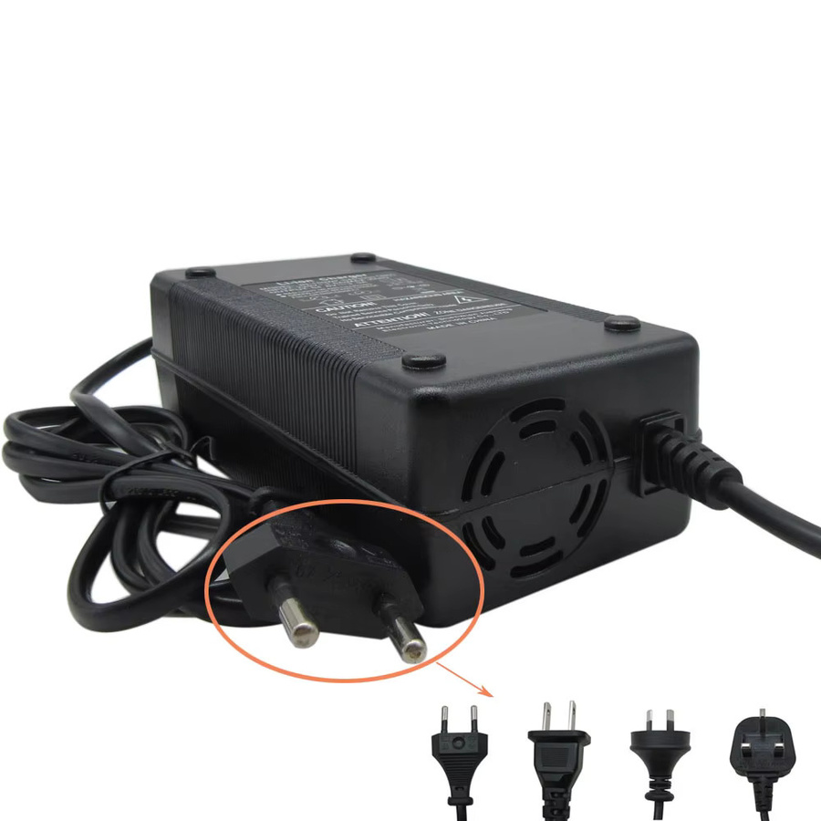 CYGEREEN Lithium-Ionen Ladegerät für 36V 37V 10S 18650 Akkus, 42V 3A mit Lüfter, Schwarz, Anschluss DC 5,5 x 2,5 mm und 5,5 x 2,1 mm - Bild 4
