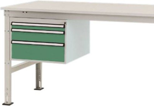 Manuflex ZB4665.6011 Gehäuse-Unterbau Mobil in Grün-Weiß mit 3 Schubfächern, Nutzhöhe: 30 cm, für Tischtiefe: 80 cm - Bild 1