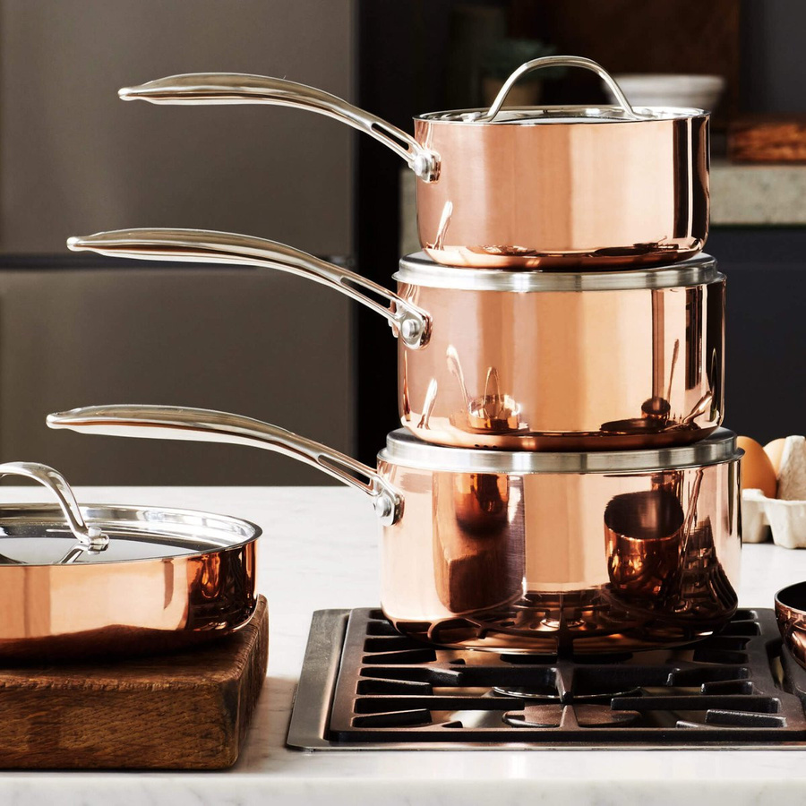Stanley Rogers Kochtopf Copper Tri-Ply mit Glasdeckel aus Edelstahl und Kupfer, 2,5 l - Bild 2