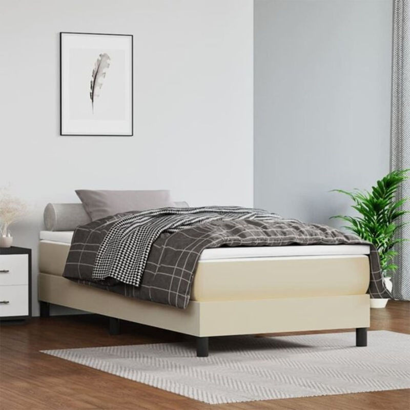 vidaxl Boxspringbett mit Matratze aus Kunstleder in Creme und Beige B/T/H: 80 x 200 x 25 cm - Bild 1