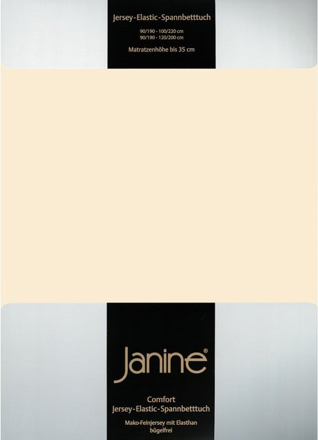 Janine Spannbetttuch Elastic Jersey aus Baumwolle in Beige, bügelfrei und atmungsaktiv - Bild 1