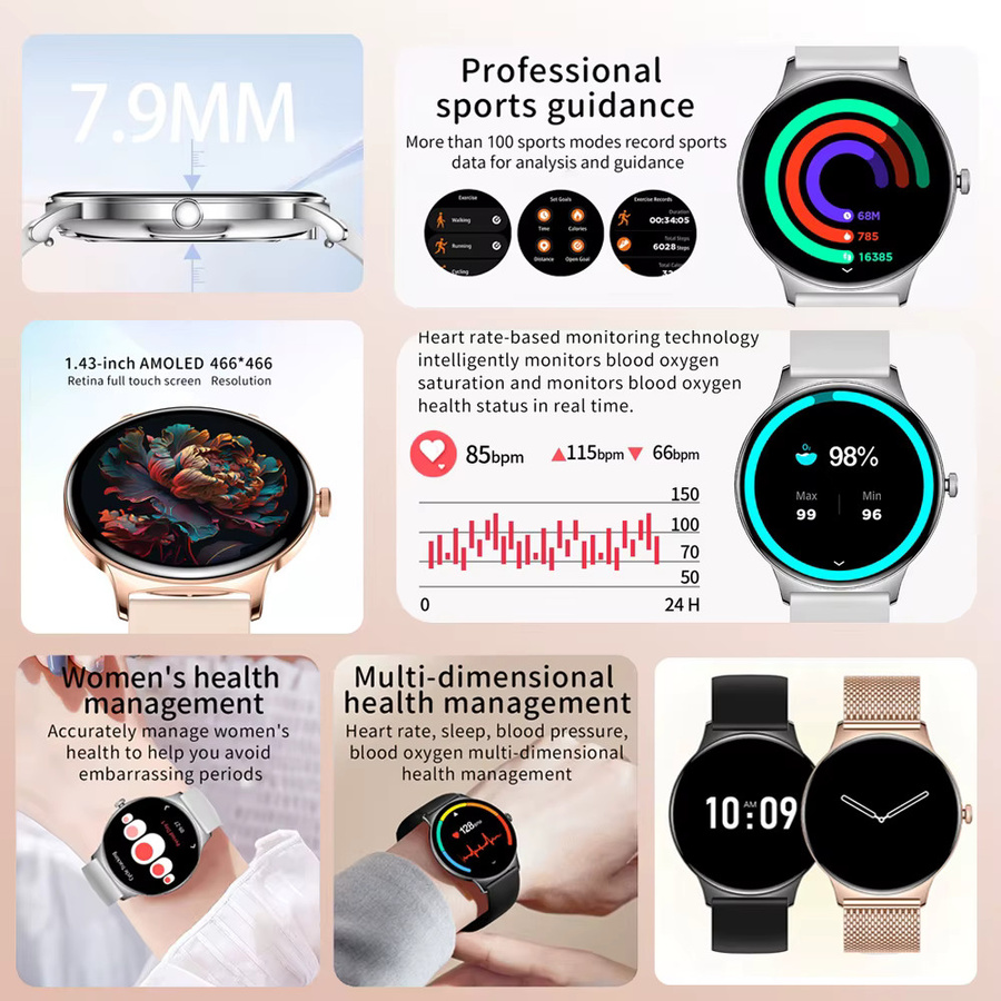ChiBear Smartwatch, Aluminium, Schwarz, Damen - Bild 3