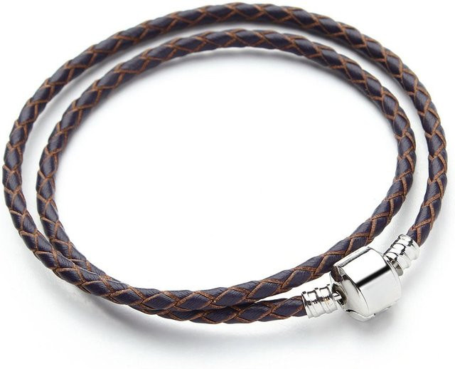 Louleur Lederarmband, doppellagig geflochten, violett, 39cm, Unisex - Bild 1
