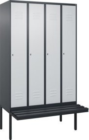 C+P Spind Classic PLUS Garderobenschrank mit Sitzbank, 4 Abteile, Schwarzgrau, B/T/H: 212,0 x 120,0 x 81,5 cm - Bild 1