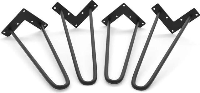 HEVVA Haarnadelbeine NEAPEL 4er Set Schwarz Matt aus Stahl, Höhe: 35 cm - Bild 1