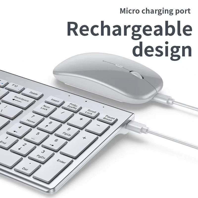 Luxuglow Kabelloses Tastatur- und Maus-Set mit Bluetooth 5.0 und 2,4 G Verbindung, Mini-Multimedia-Set für Laptop, PC, TV, iPad, MacBook und Android, Schwarz oder Weiß - Bild 3