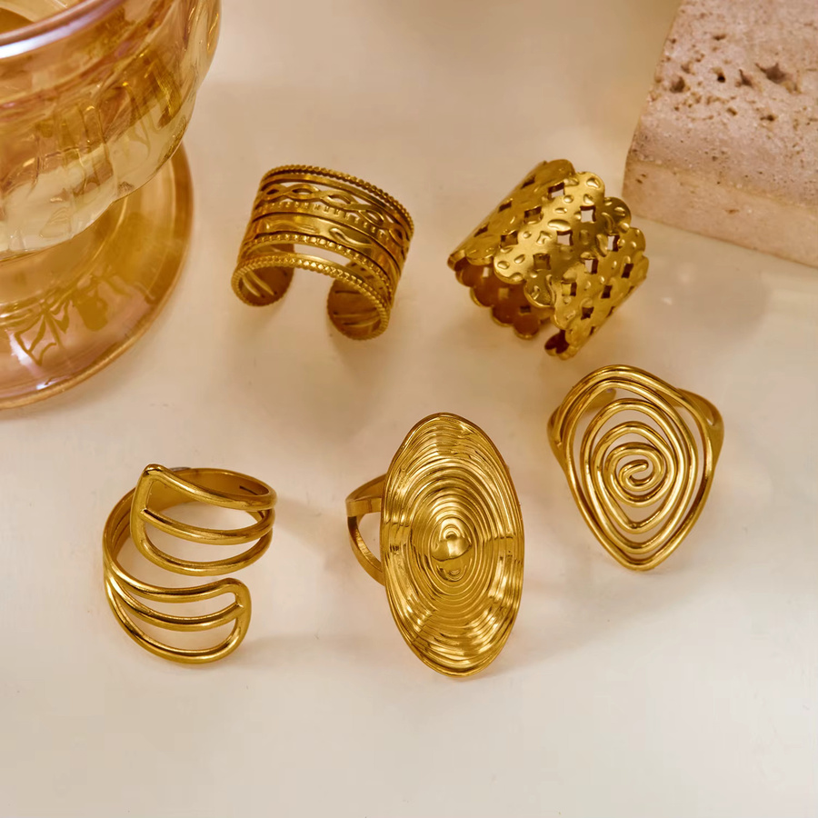 RINHOO FRIENDSHIP Ringset Edelstahl, Gold, Vintage, Unisex - Bild 2