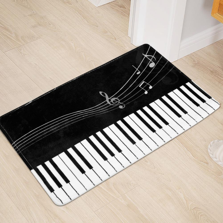 Rutschfeste und wasserabsorbierende Matte mit Musiknoten-Druck von mfySpace in Schwarz-Weiß - Bild 5