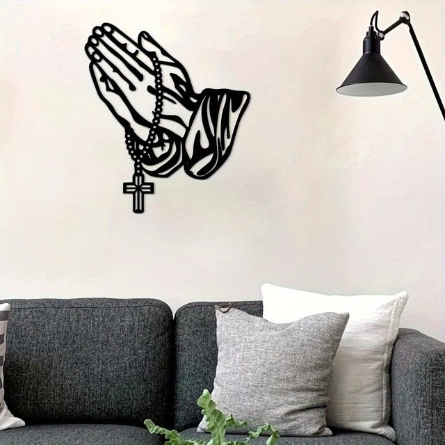 CIFbuy Gebetskreuz Metallwandkunst in Schwarz als christliches Ornament für Wohnzimmer, Schlafzimmer oder Büro - Bild 1