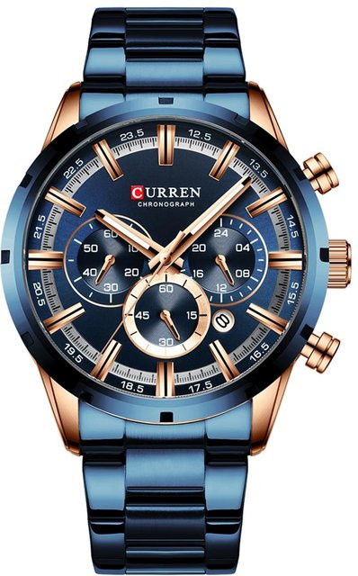 CURREN Armbanduhr, Quarz, Edelstahl, Blau, Herren - Bild 1