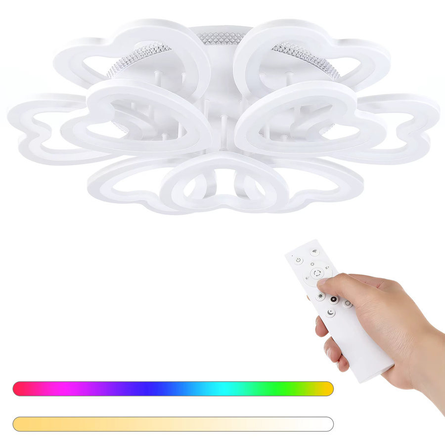 Oyajia LED-Deckenleuchte in Herzform mit RGB-Hintergrundbeleuchtung, dimmbar mit Fernbedienung, Multicolor, Weiß - Bild 4