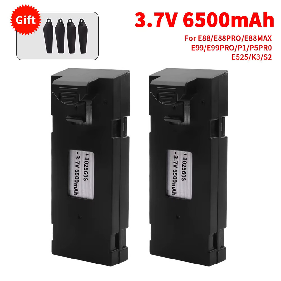 Jiaojiren RC Drohnen Akku 3,7 V 6500 mAh in Schwarz für E88 E88PRO E99 P1 K3 LsE525 E525 PRO Mini UAV Drohnen - Bild 2