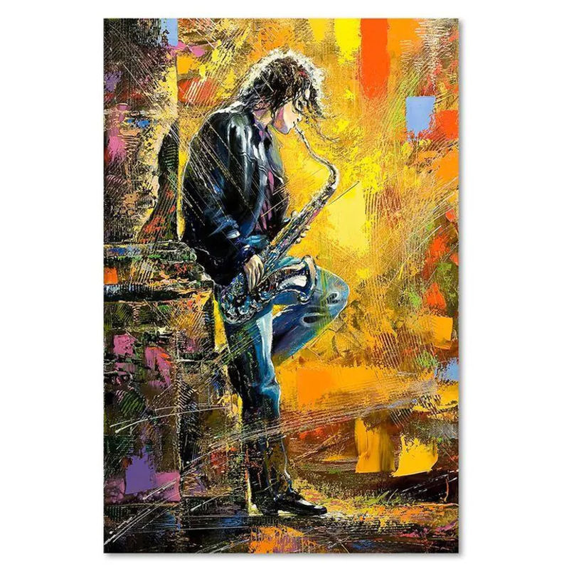 Feeby Leinwandbild Musiker mit Saxophon abstrakt mehrfarbig B/H: 40 x 60 cm - Bild 3