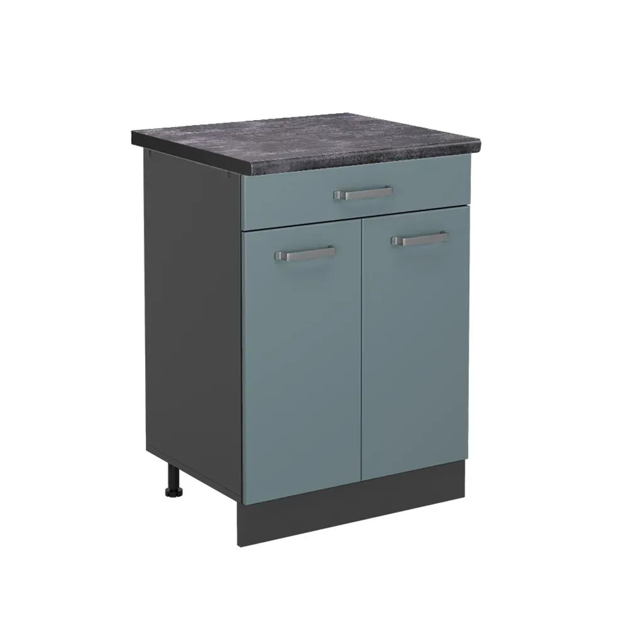 Vicco Küchenunterschrank R-Line in Blau-Grau und Anthrazit mit mattem Korpus, B: 60 cm, H: 81,6 cm, T: 60 cm - Bild 2