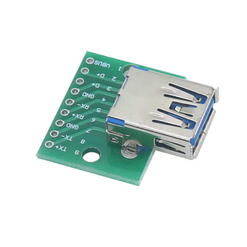 USB 3.0 Typ A Buchse zu DIP PCB Board Adapter Konverter, Grün, Pitch 2,54 mm - Bild 2
