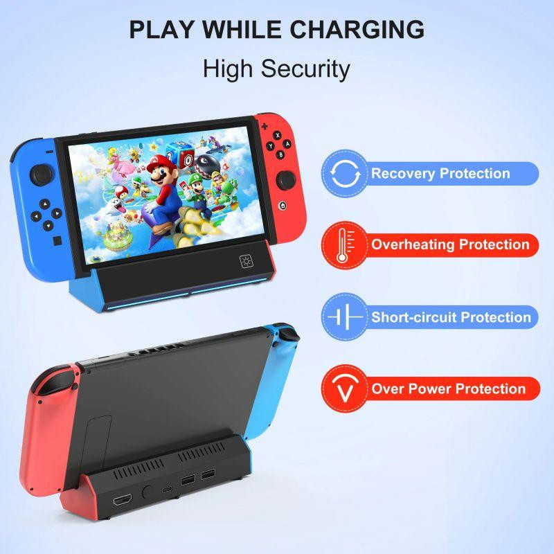 VAORLO Tragbare Lade Docking Station Basis mit 4K HDMI und USB-C für Nintendo Switch und Switch OLED - Bild 4