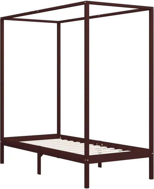vidaXL Himmelbett-Gestell aus Massivholz Kiefer in Dunkelbraun B/T/H: 100 x 200 x 204 cm - Bild 1