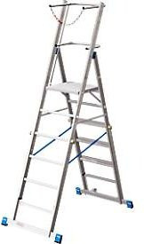 Krause Teleskop-Plattformleiter in Silber, rollbar, Höhe: 260 cm - Bild 1