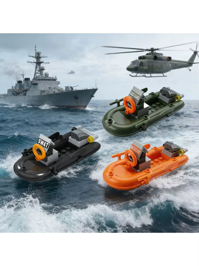 Mitty Kinder-Militärserie Gummiboot Schnellboot, Montagemodell, Lernspielzeug - Bild 6