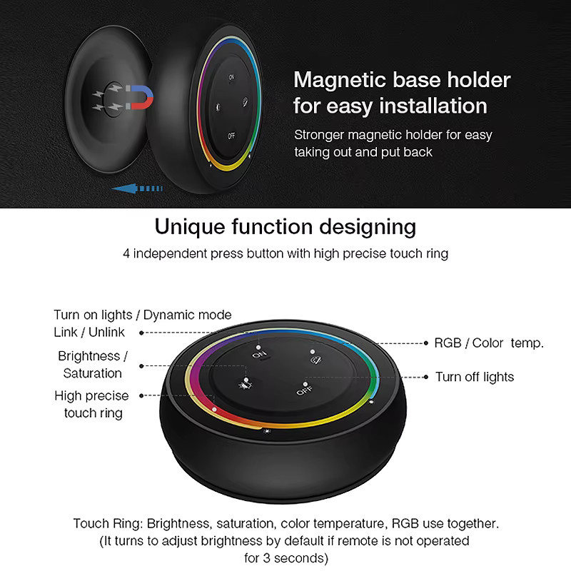 Miboxer S2 2,4 GHz RGB+CCT runde Fernbedienung für LED-Licht und Controller mit Dimmschalter - Bild 4