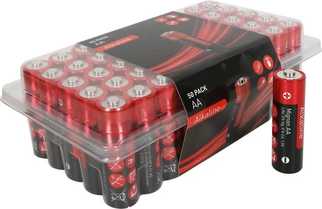 Alkaline Batterie-Pack LR06 AA in Rot, 50 Stück - Bild 1