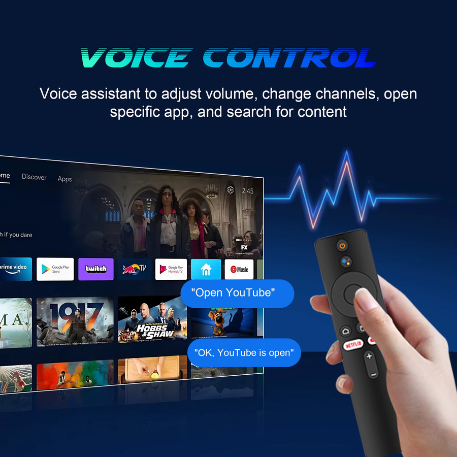 Janmifly Smart TV Stick TVR3+ Android 14 TV-Box mit 2 GB RAM und 16 GB ROM in Schwarz mit Wifi6, Bluetooth 5.4 und Sprachfernbedienung - Bild 2